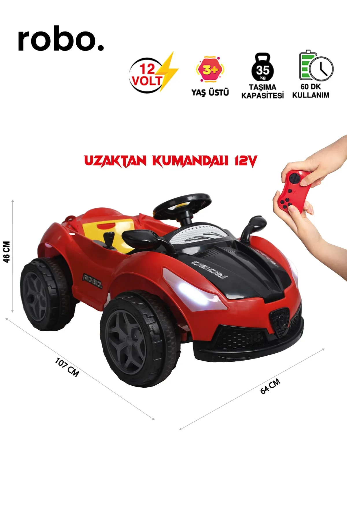 LAKİ TOYS 12V AKÜLÜ ARABA ANAHTARLI VİTESLİ KUMANDALI MÜZİK IŞIK KORNA