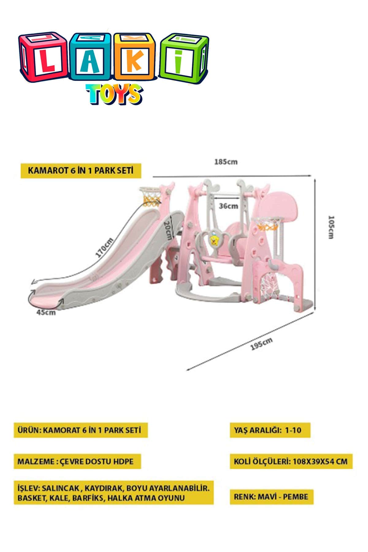 LAKİ TOYS Pembe Park Seti 6 in 1