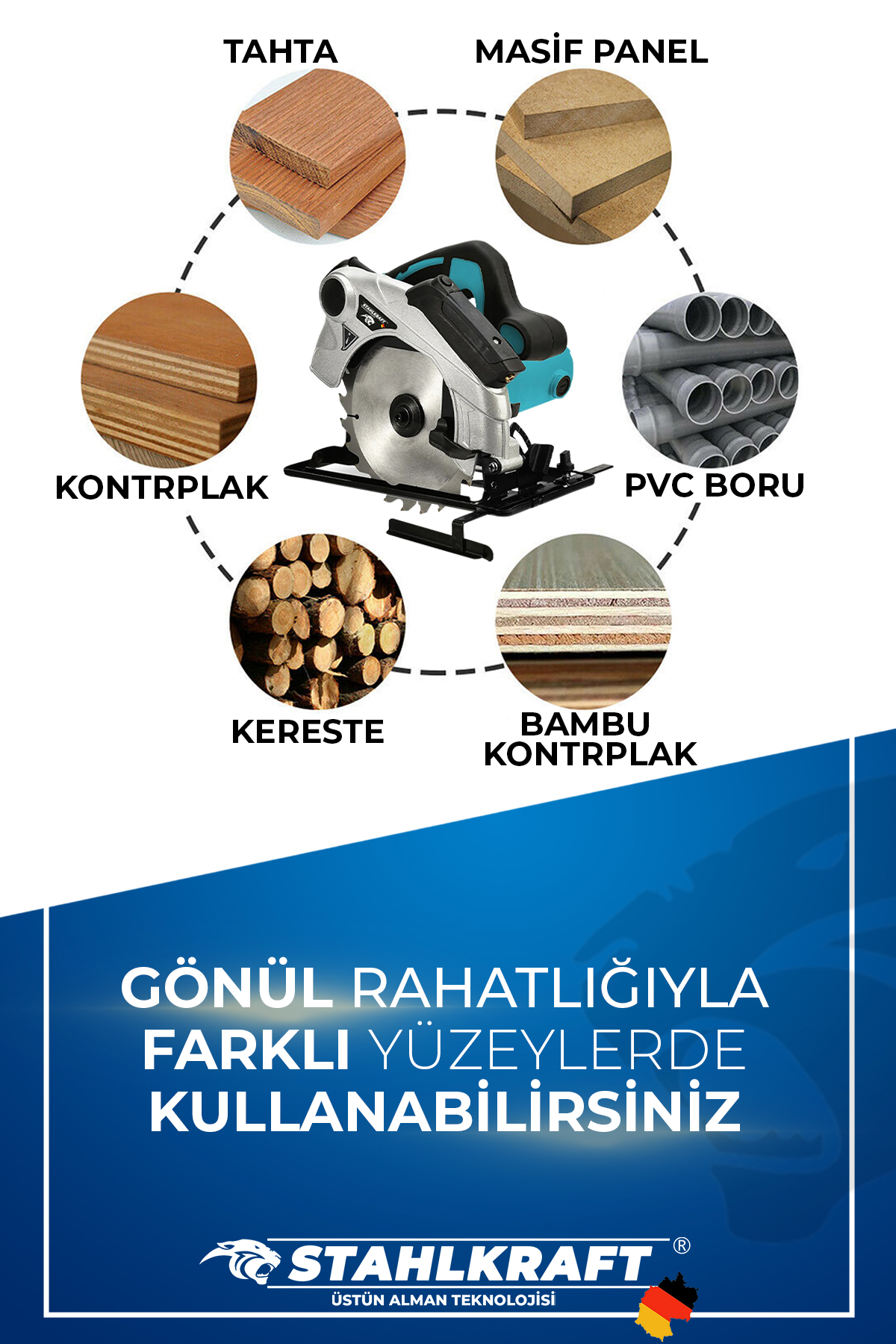 STAHLKRAFT STH 5075 1400w 185 Mm Lazerli Daire Testere Sunta Kesme Makinesi