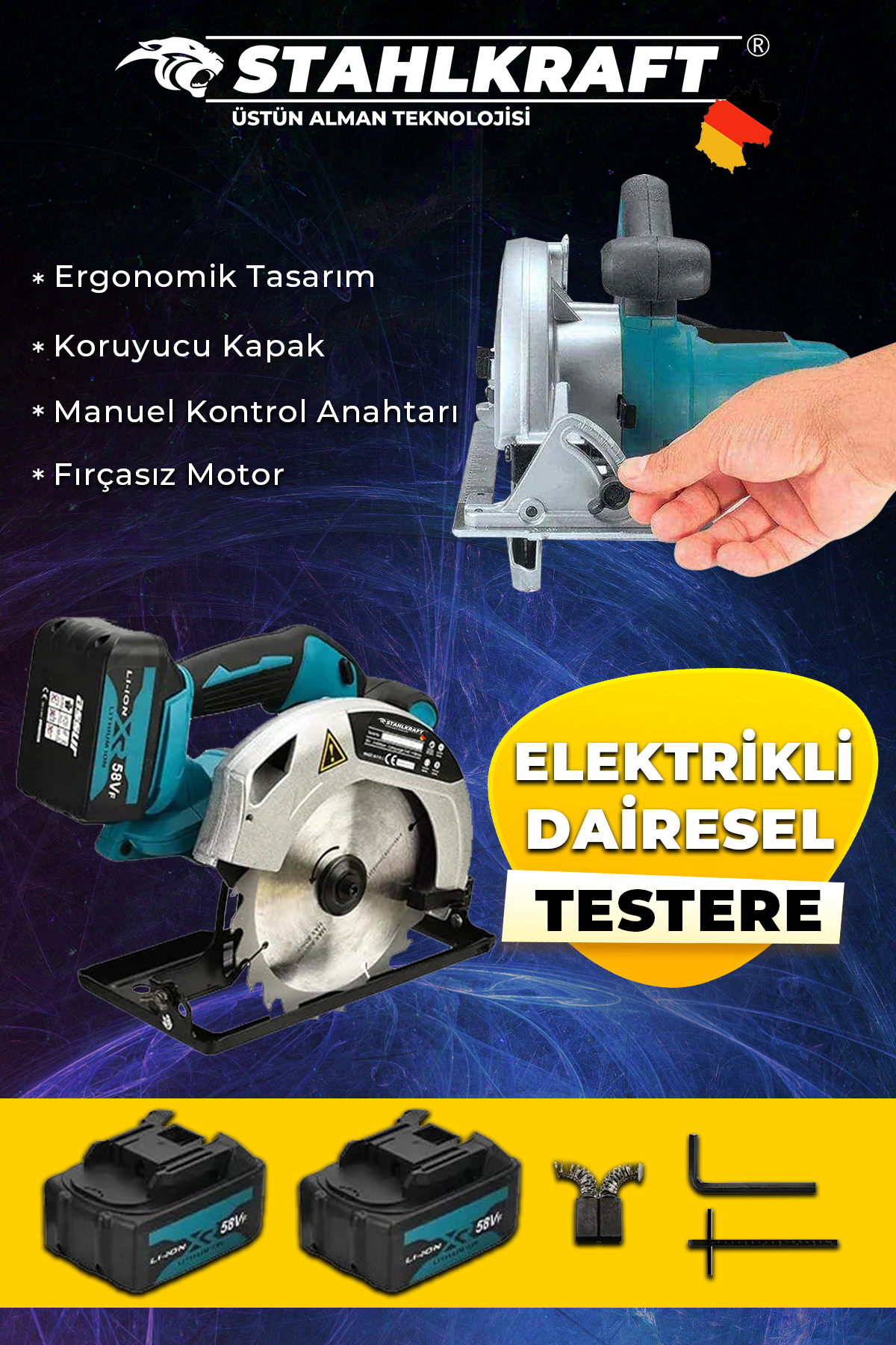 STAHLKRAFT STH 5092 PLUS 58VF 4200 RPM AKÜLÜ SUNTA KESME MAKİNASI