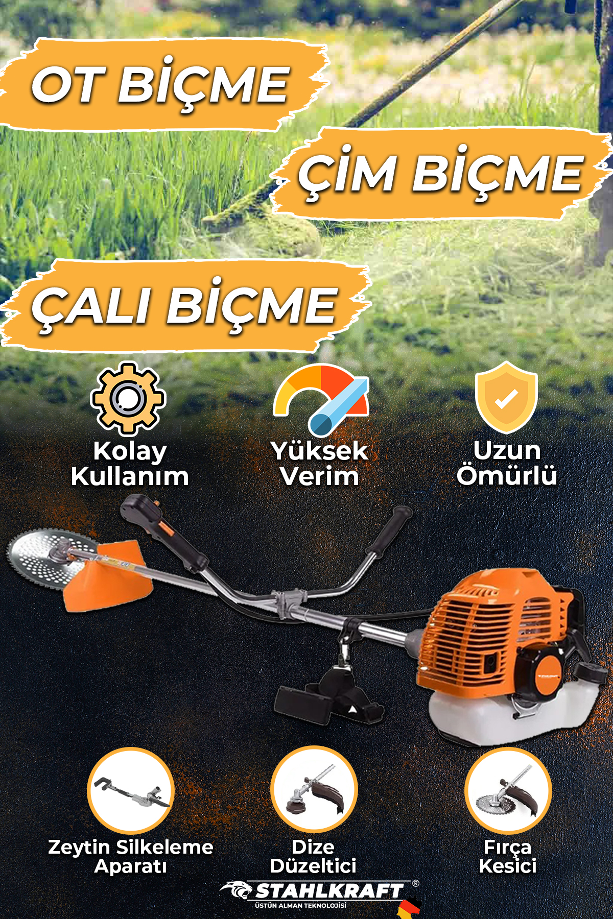 STAHLKRAFT STH 6197 T 11000rpm 5.9 Hp Yan Tipi Benzinli Motorlu Tırpan