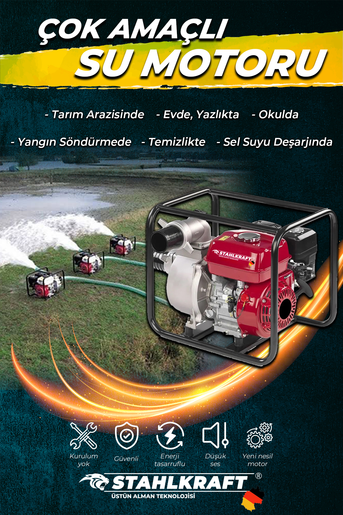 ASSUR STH 8972 3 Parmak Benzinli Su Motoru 9,8 Hp