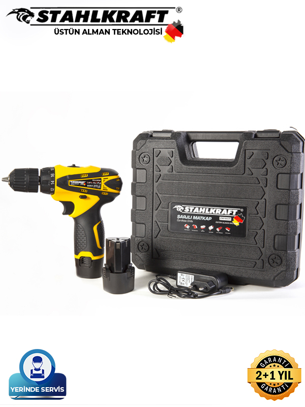 STAHLKRAFT STH 9150 S 12V Çift Akülü Şarjlı Matkap Li-İon Bataryalı 27 Parça Setli