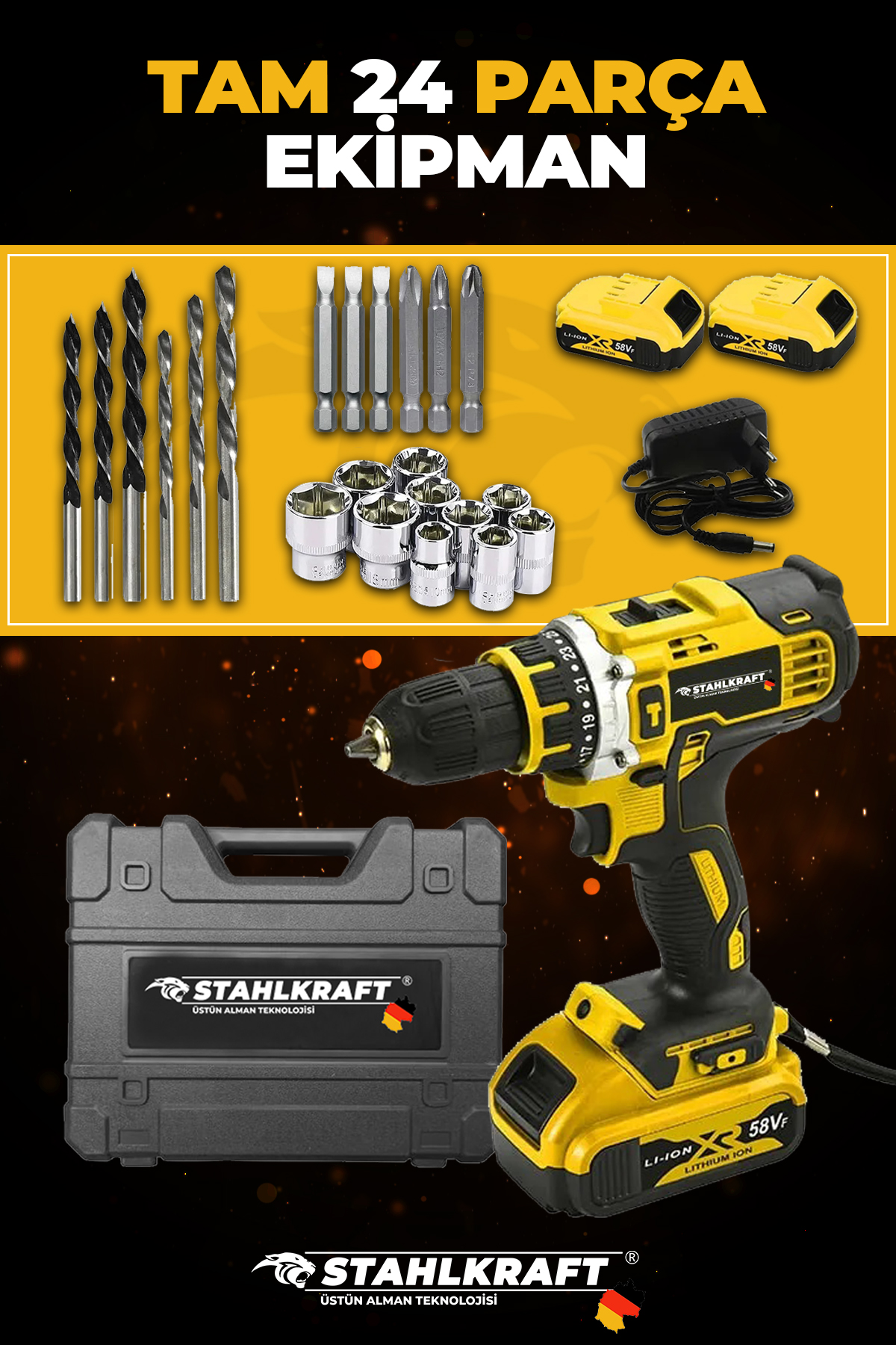 STAHLKRAFT Sth 9171 S 58vf Çift Akülü Li-ion Bataryalı Vidalama Matkap