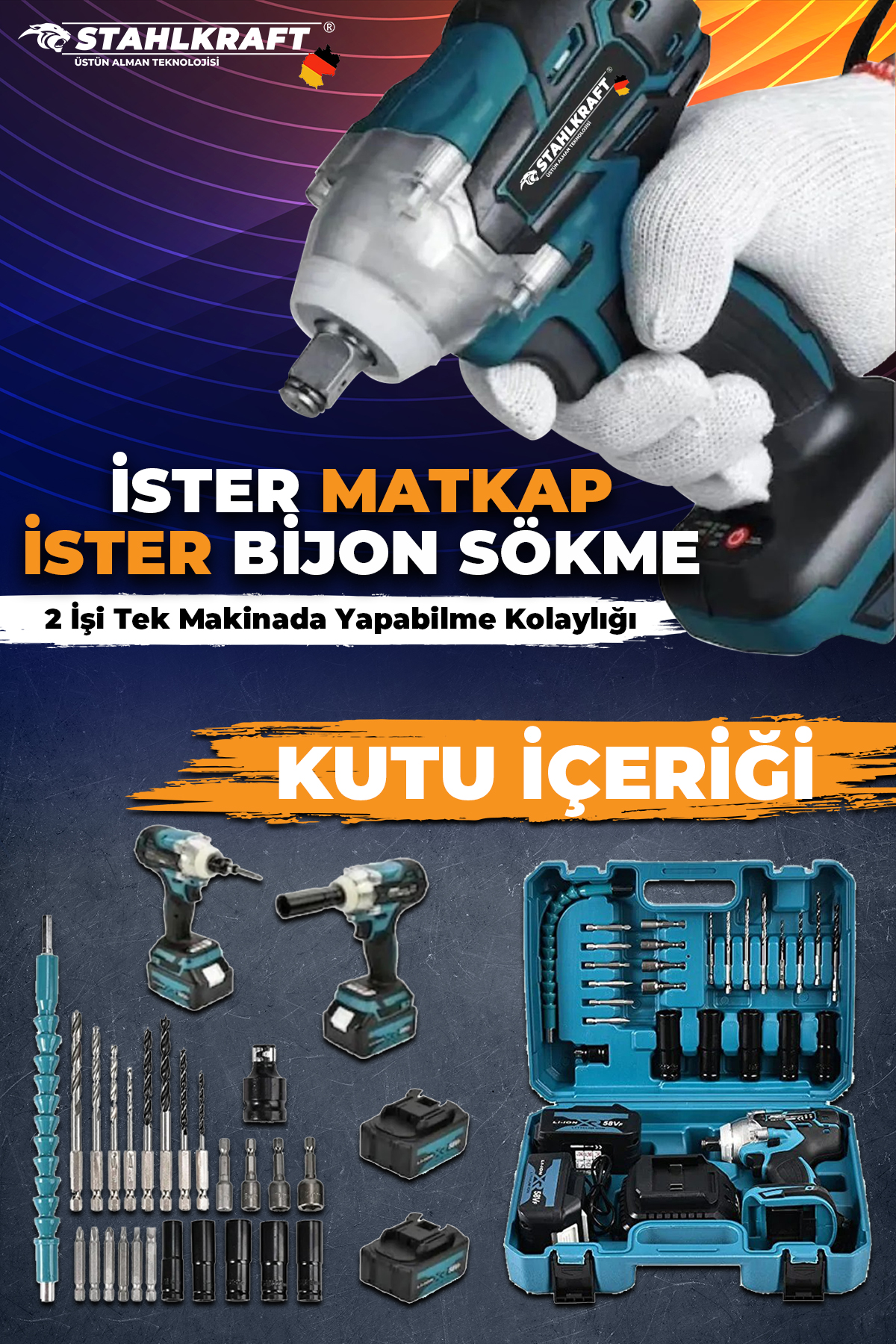 STAHLKRAFT Sth 9274 58vf Akülü Kömürsüz Yüksek Tork Somun Sökme - Vidalama