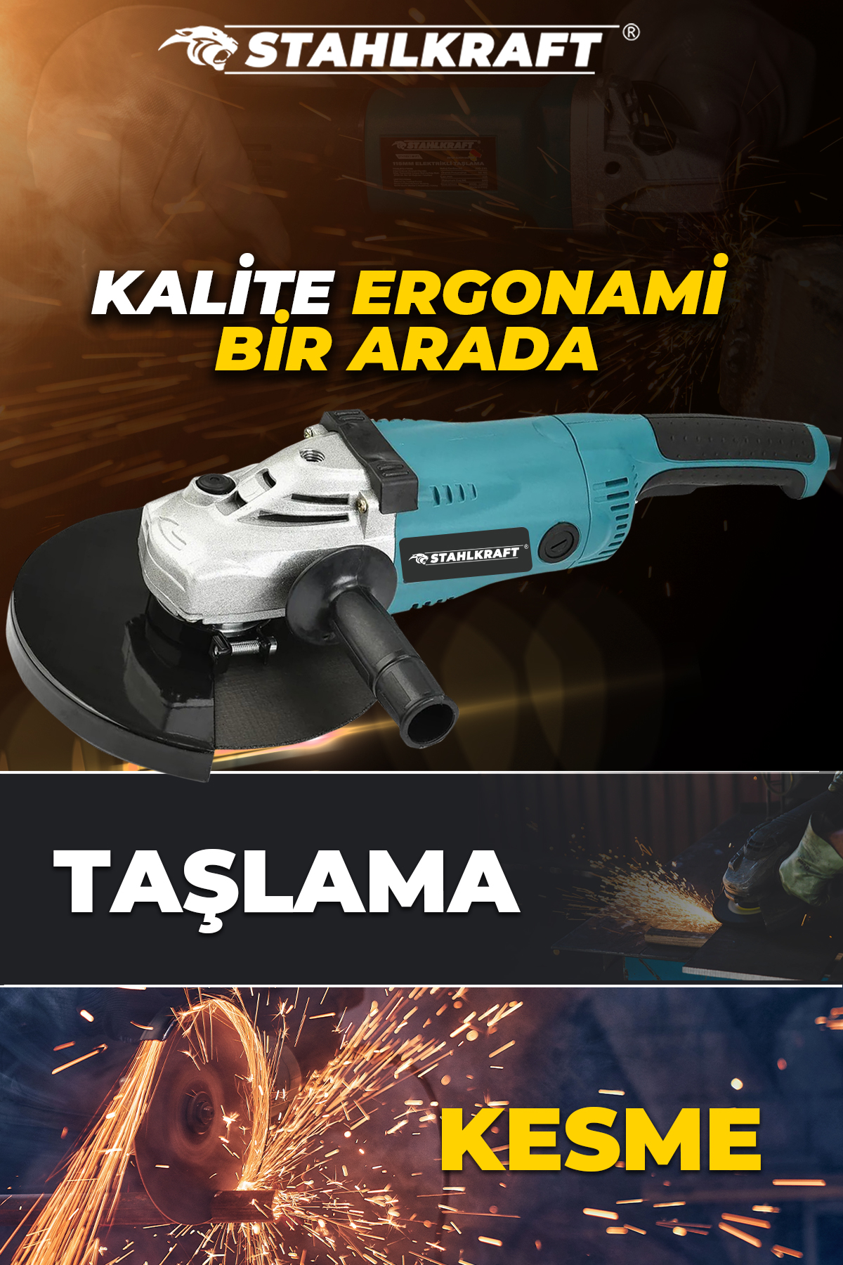 STAHLKRAFT STH 9886 230 mm 2200 Watt Metal Şanzumanlı Tam Otomatik Taşlama