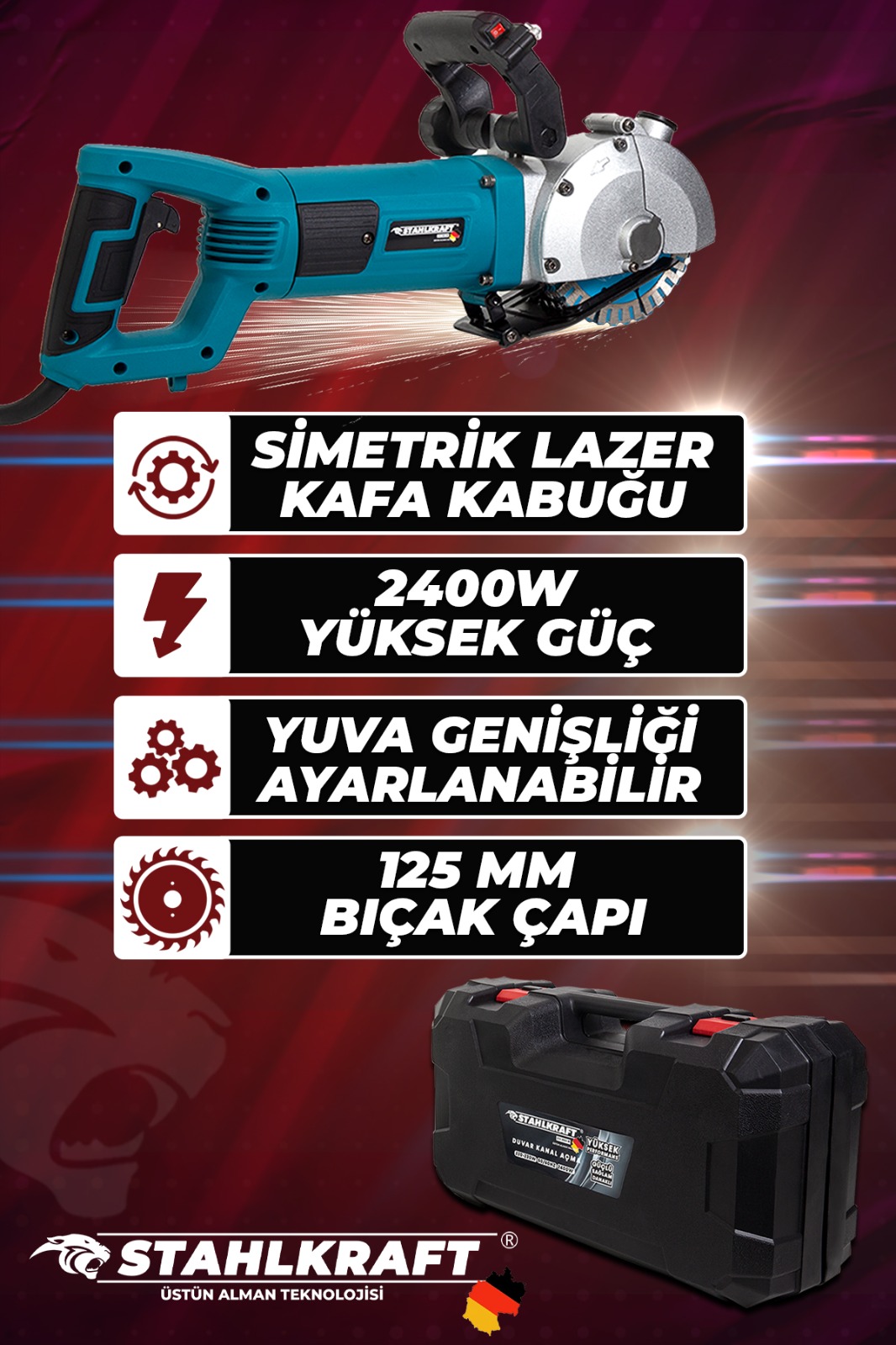 STAHLKRAFT STH 9904 M 2400w 125 Mm Lazerli Elektrikli Duvar Oluk Kesme Makinası