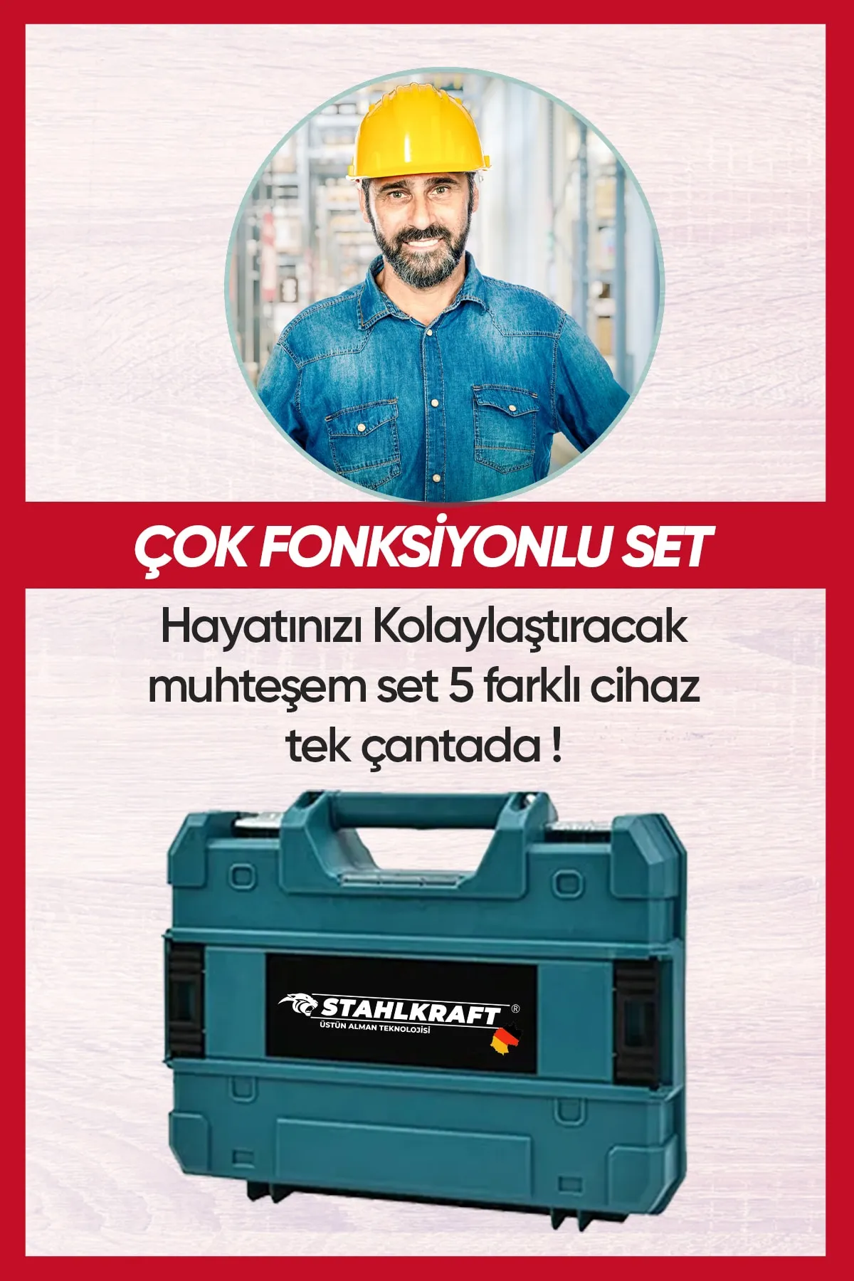 STAHLKRAFT Sth 9970 5 Li Multi Tool Şarjlı Matkap Testere Tilki Kuyruğu Taşlama Somun Sökme 58vf